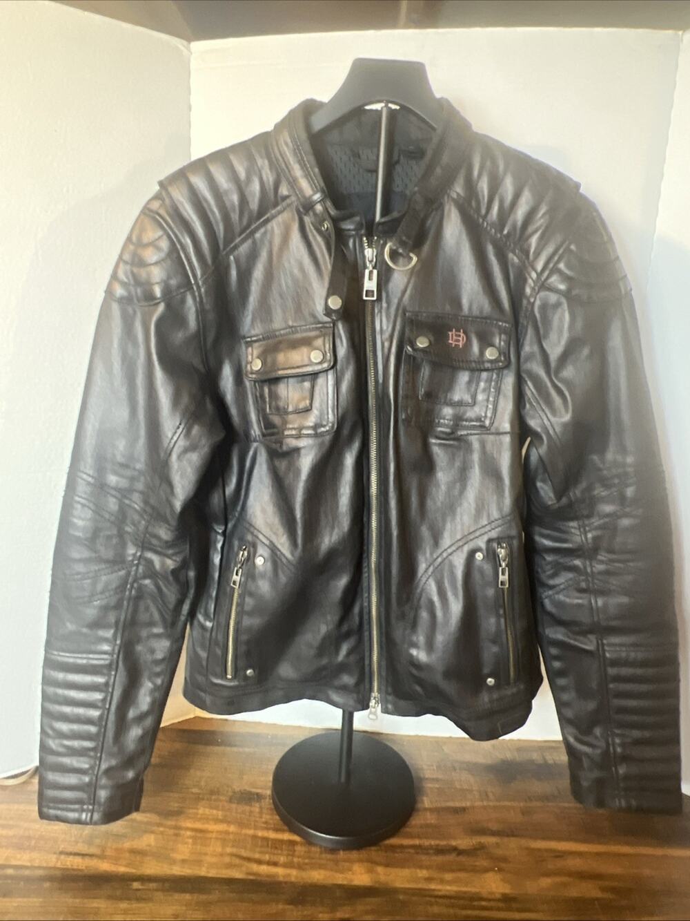 Harley Davidson Leather Motorcycle Jacket, Women's Size XL Black zipper vents